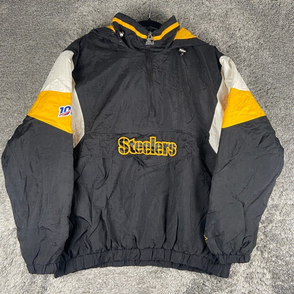 STARTER Other - Vintage Starter Pittsburgh Steelers Windbreaker Men XL Black NFL Anorak Jacket
